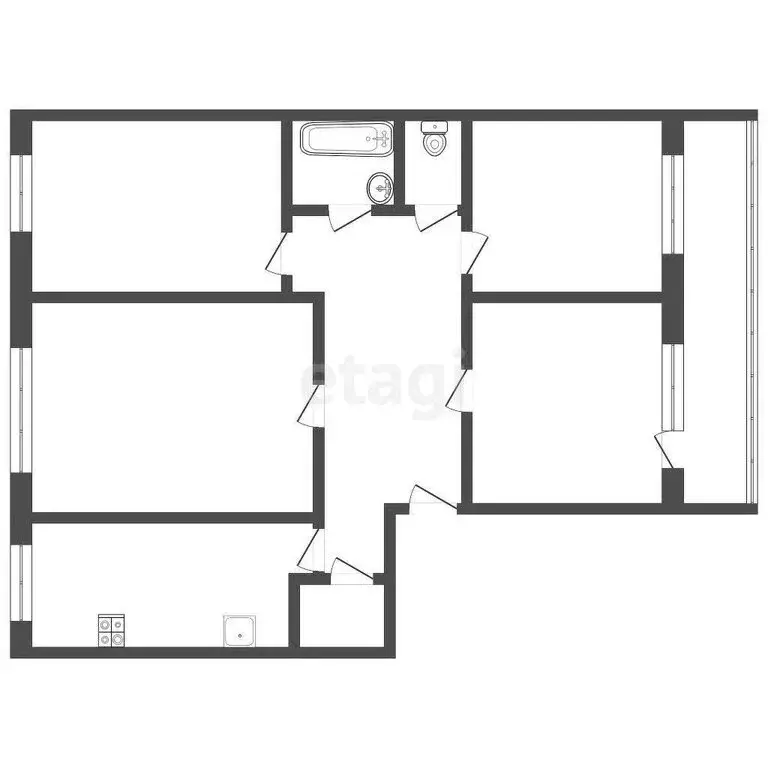 4-комнатная квартира: Томск, улица Усова, 21/4 (72 м) - Фото 1