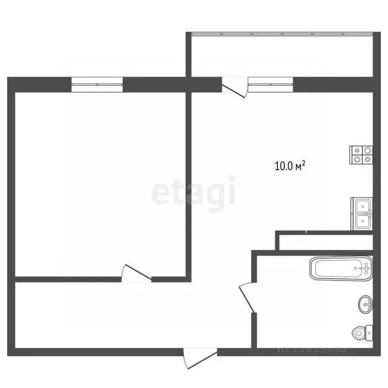 1-к кв. Тюменская область, Тюмень Таежная ул., 2 (32.8 м) - Фото 2