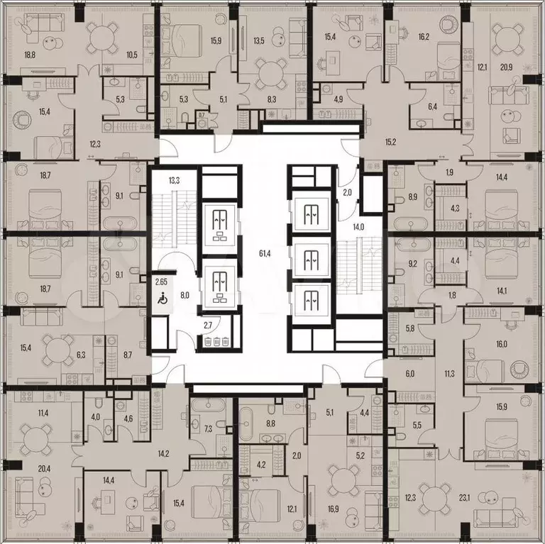 4-к. квартира, 120,6 м, 6/47 эт. - Фото 1