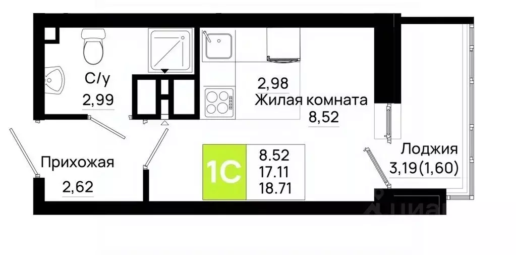 Студия Ростовская область, Ростов-на-Дону Нефтекачка кв-л, Октябрь ... - Фото 0