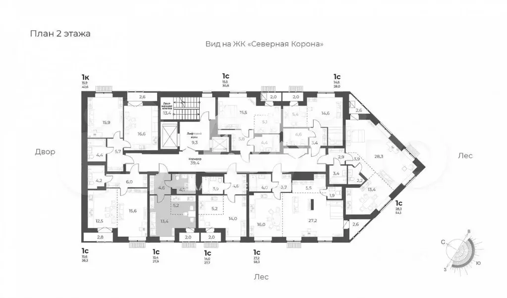 Квартира-студия, 28,7 м, 2/14 эт. - Фото 1