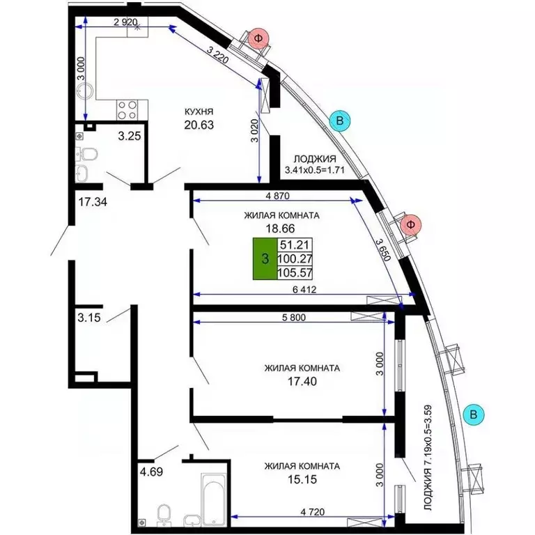 3-к кв. Краснодарский край, Краснодар Воронежская ул., 47/14 (106.25 ... - Фото 1