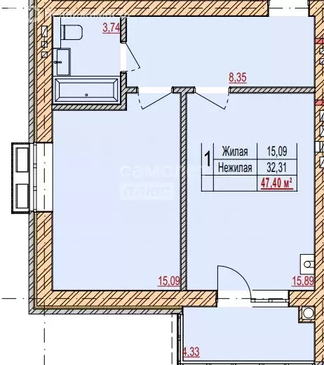 1-комнатная квартира: Лермонтов, Алая улица, 57 (47.4 м) - Фото 0