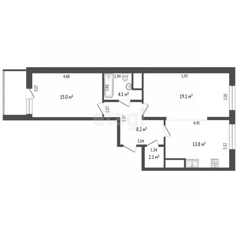2-к кв. Московская область, Реутов ул. Октября, 52 (64.0 м) - Фото 2