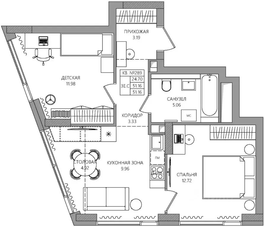3-к кв. Пермский край, Пермь Центр мкр, Манеры жилой комплекс (51.16 ... - Фото 1