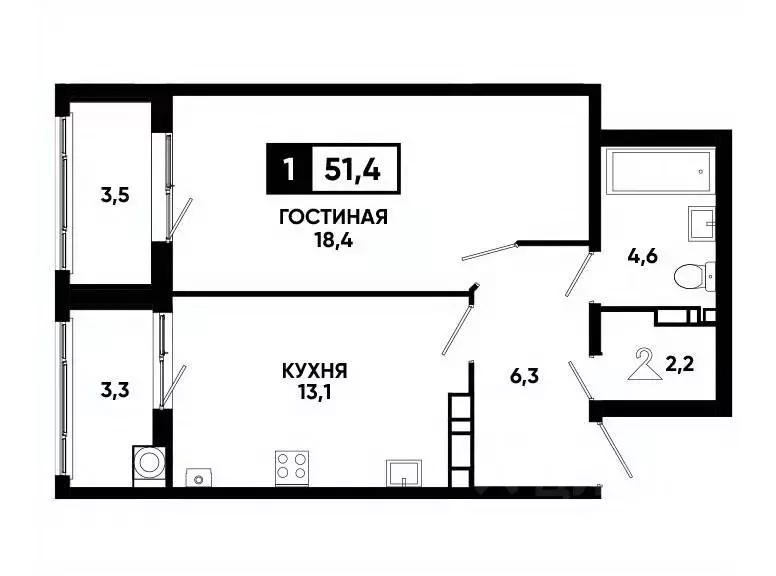 1-к кв. Ставропольский край, Ставрополь ул. Андрея Голуба, 14к3 (51.4 ... - Фото 0