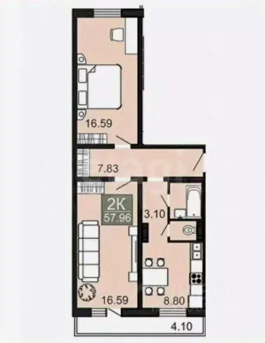 2-к кв. Забайкальский край, Чита просп. Фадеева, 31 (56.6 м) - Фото 1