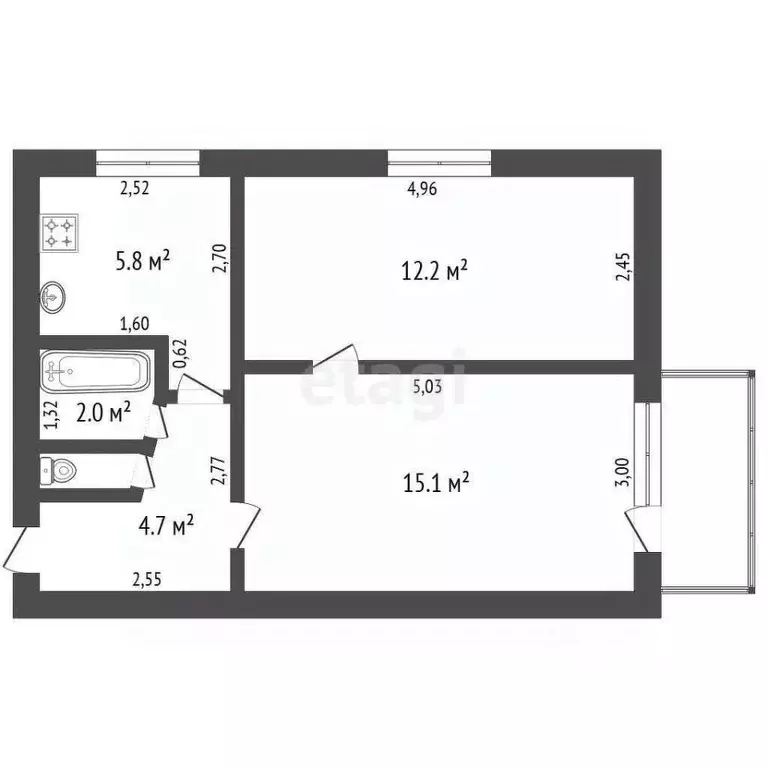 2-к кв. Владимирская область, Ковров Муромская ул., 35/2 (39.2 м) - Фото 2