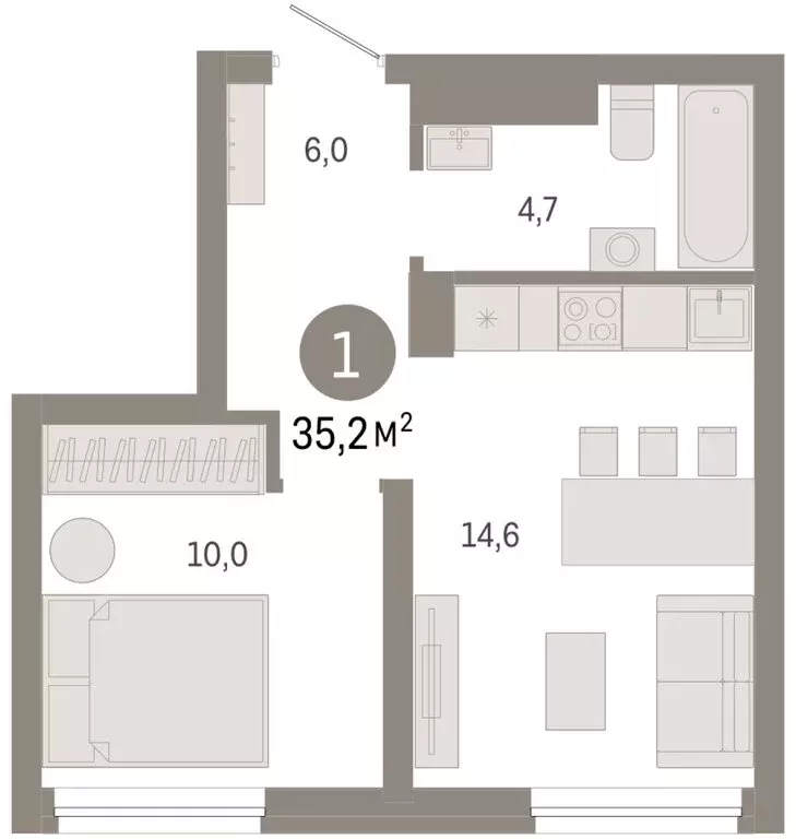 1-комнатная квартира: Екатеринбург, жилой район Эльмаш, Механический ... - Фото 1