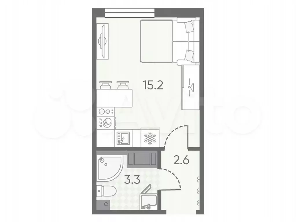 Квартира-студия, 21,1 м, 11/25 эт. - Фото 0