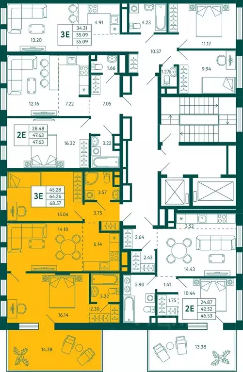 2-к кв. Башкортостан, Уфа Зеленая Роща жилрайон, Терле Парк жилой ... - Фото 1