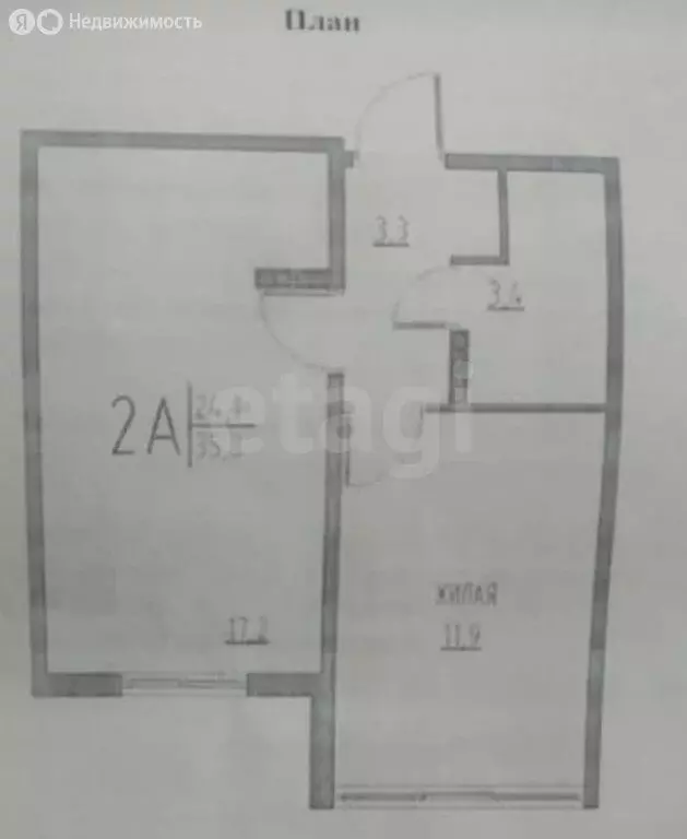 2-комнатная квартира: село Засечное, Речная улица, 11 (35.8 м) - Фото 0