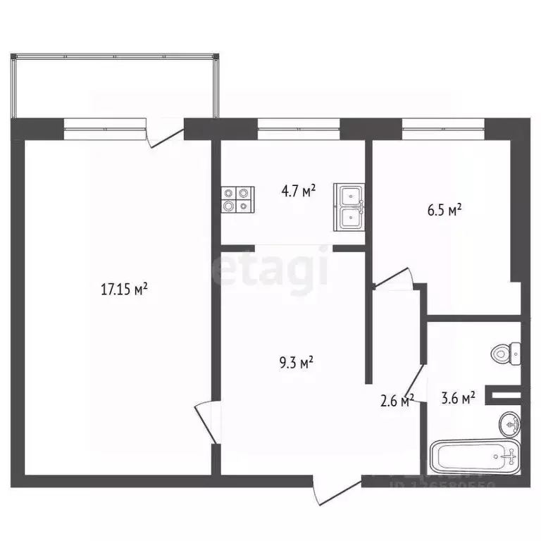 2-к кв. Кемеровская область, Новокузнецк ул. Спартака, 16А (44.0 м) - Фото 1