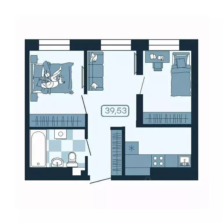 2-к кв. Приморский край, Владивосток ул. Борисенко (39.53 м) - Фото 1