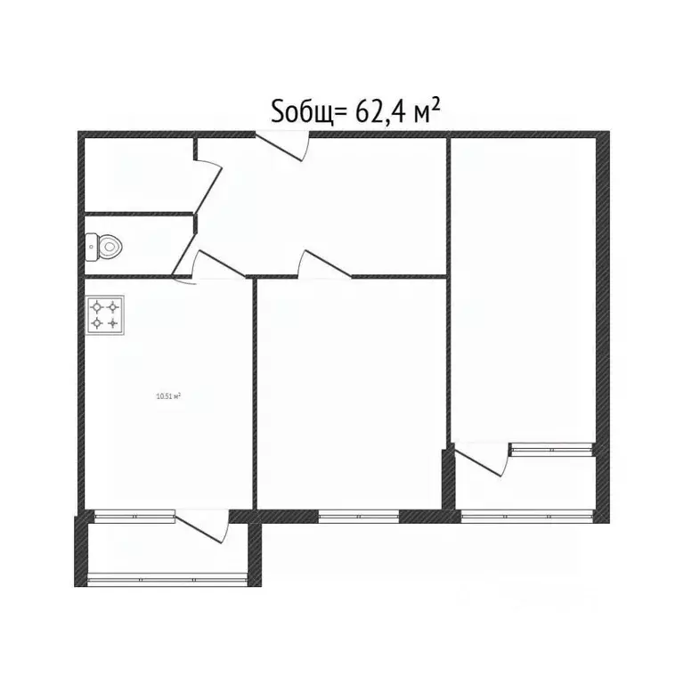 2-к кв. Брянская область, Брянск Московский мкр, 31 (62.4 м) - Фото 1