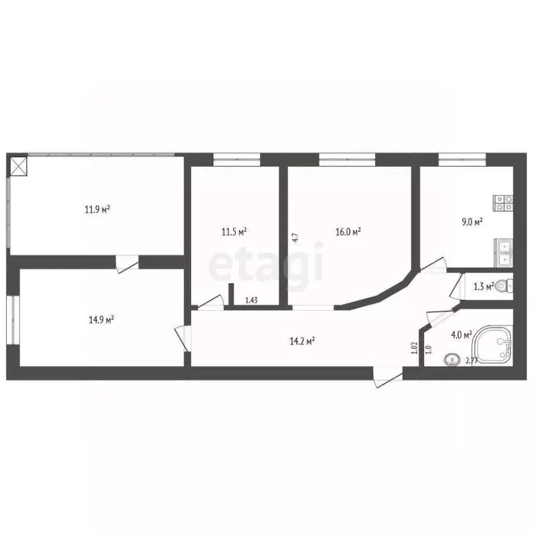 3-к кв. Башкортостан, Стерлитамак просп. Октября, 87 (70.9 м) - Фото 2