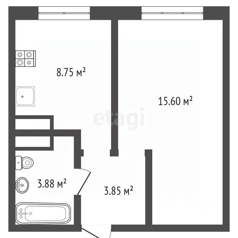 1-к кв. Брянская область, Брянск Новозыбковская ул., 9/1 (36.6 м) - Фото 1