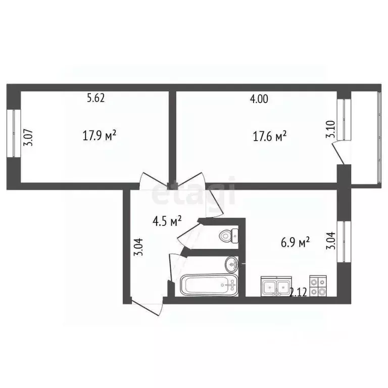 2-к кв. Калужская область, Малоярославец ул. Гагарина, 5 (44.6 м) - Фото 2