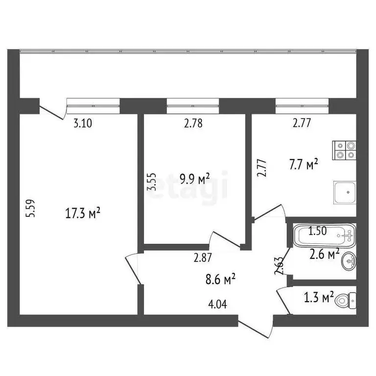 2-комнатная квартира: Якутск, улица Чиряева, 10 (47.4 м) - Фото 0