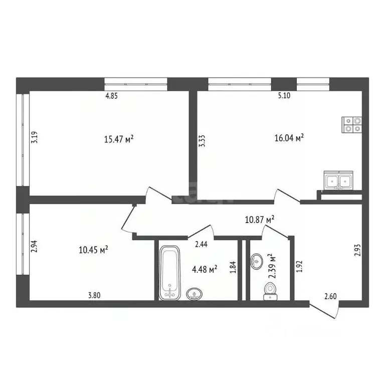 2-к кв. Тюменская область, Тюмень ул. Газовиков, 34 (58.0 м) - Фото 1