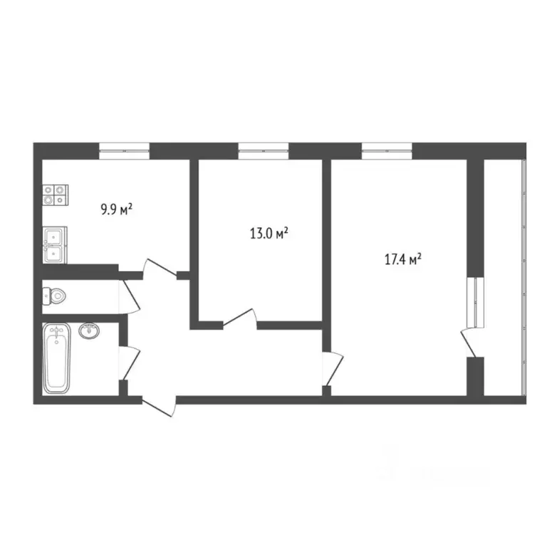 2-к кв. Тюменская область, Тюмень ул. Свердлова, 12 (50.0 м) - Фото 2