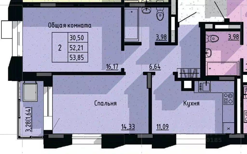 2-к кв. Саха (Якутия), Якутск пос. Геологов,  (53.85 м) - Фото 0