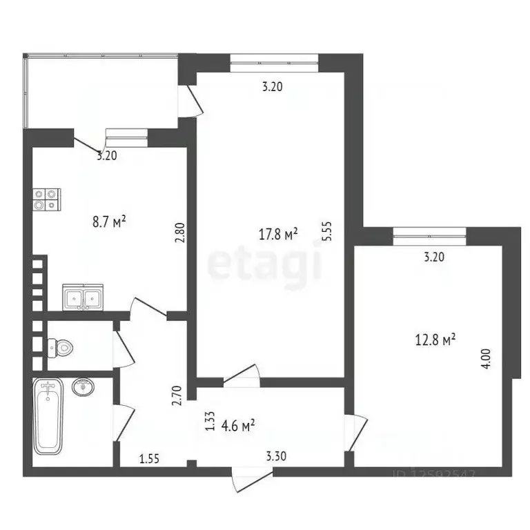 2-к кв. Крым, Симферополь ул. Балаклавская (54.7 м) - Фото 2