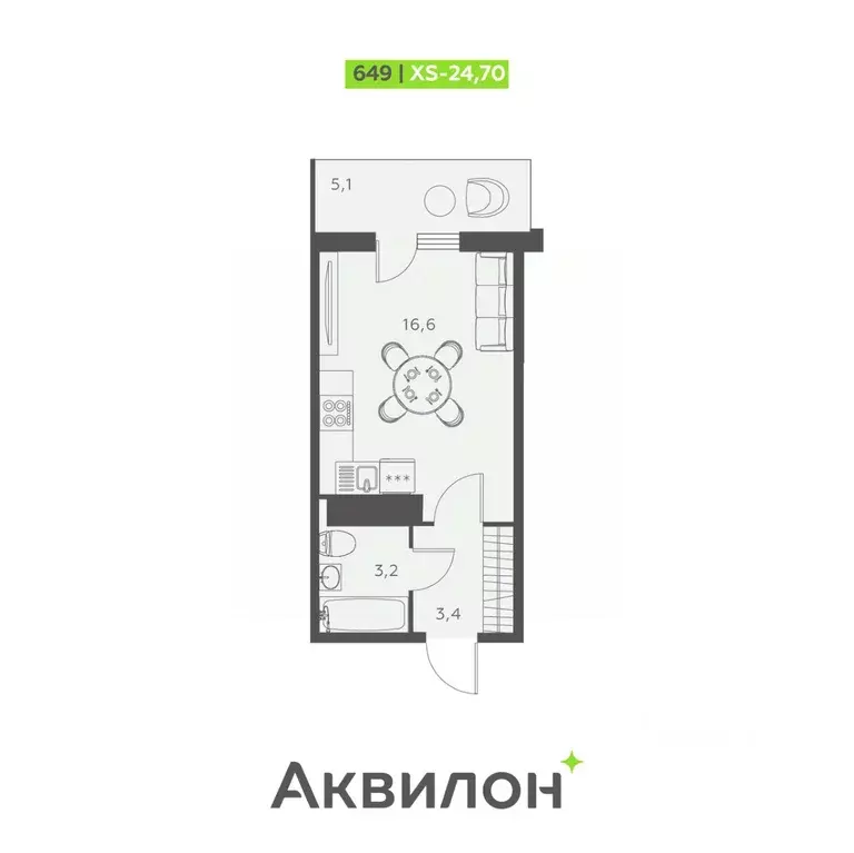 Студия Санкт-Петербург ул. Русановская, 24 (24.7 м) - Фото 0