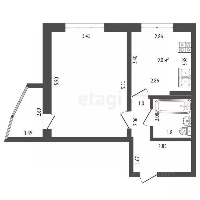 1-к кв. Орловская область, Орел ул. Емлютина, 10 (39.0 м) - Фото 1