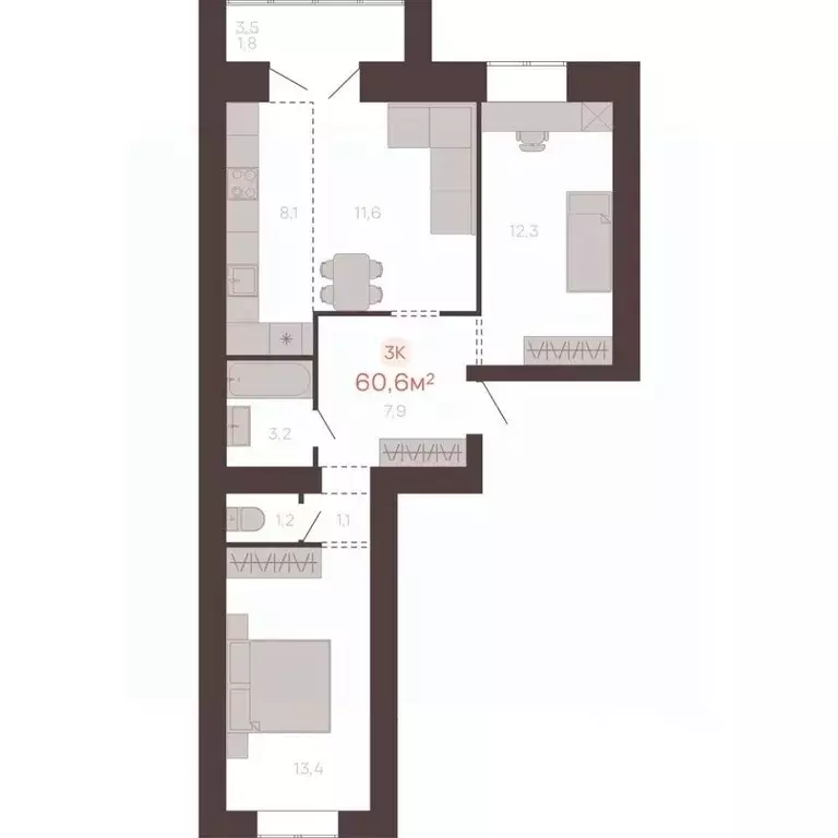 3-к кв. Алтайский край, Новоалтайск ул. Южсиба, 52А (60.6 м) - Фото 1