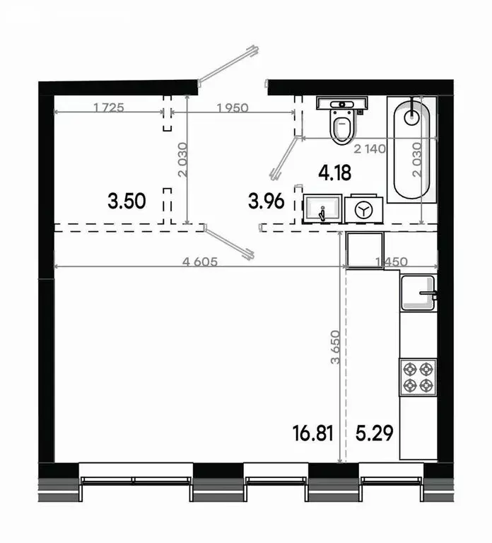 Квартира-студия: Казань, ЖК Минтимер (33.74 м) - Фото 1