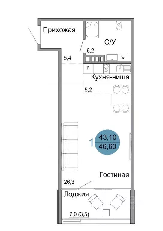 1-к кв. Крым, Керчь Белый город жилой комплекс (46.6 м) - Фото 0