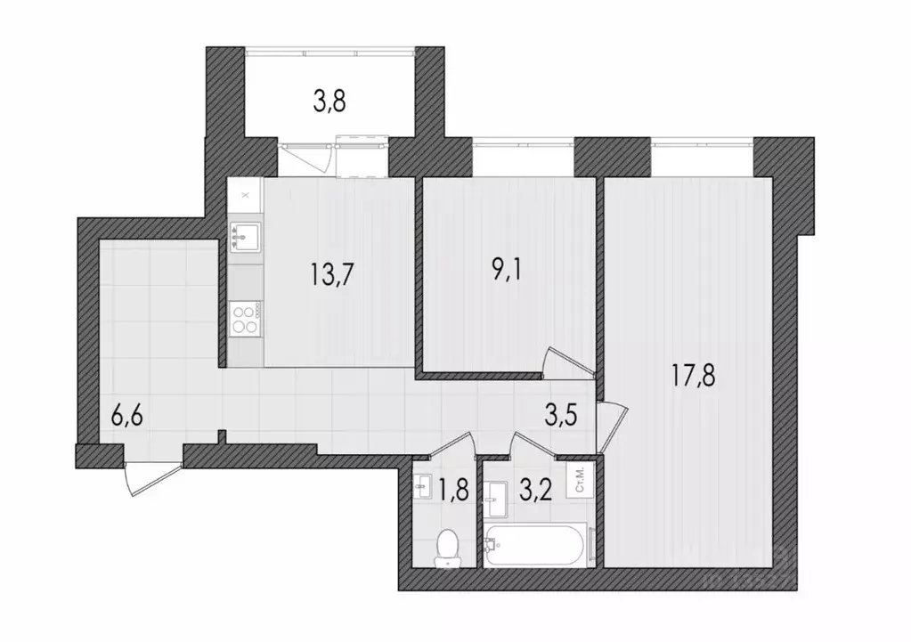 2-к кв. Кировская область, Киров ул. Капитана Дорофеева, 22 (59.5 м) - Фото 1