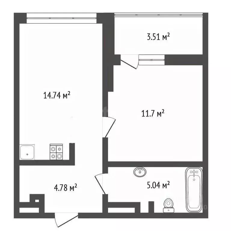 1-к кв. Тюменская область, Тюмень ул. 50 лет Октября, 57Бк2 (37.0 м) - Фото 2