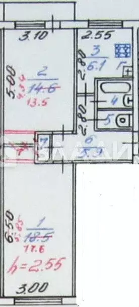 2-к. квартира, 49,1 м, 5/5 эт. - Фото 0