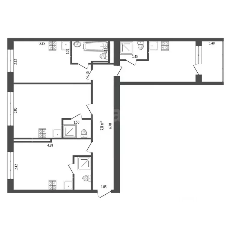3-к кв. Тюменская область, Тюмень Киевская ул., 61 (55.9 м) - Фото 2