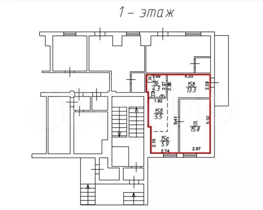 1-к. квартира, 44,8 м, 1/7 эт. - Фото 0