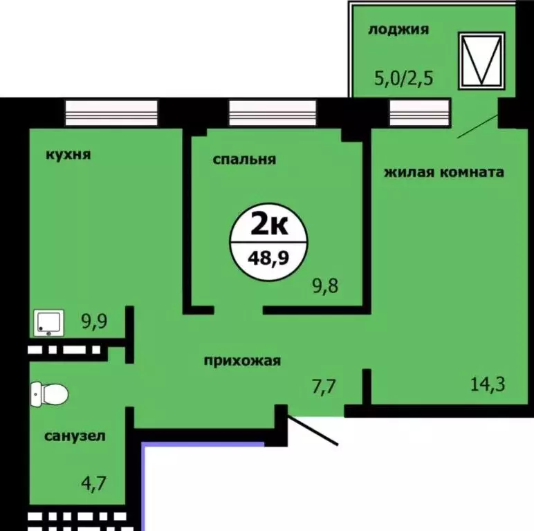 2-комнатная квартира: Красноярск, улица Лесников, 43Б (48.9 м) - Фото 0