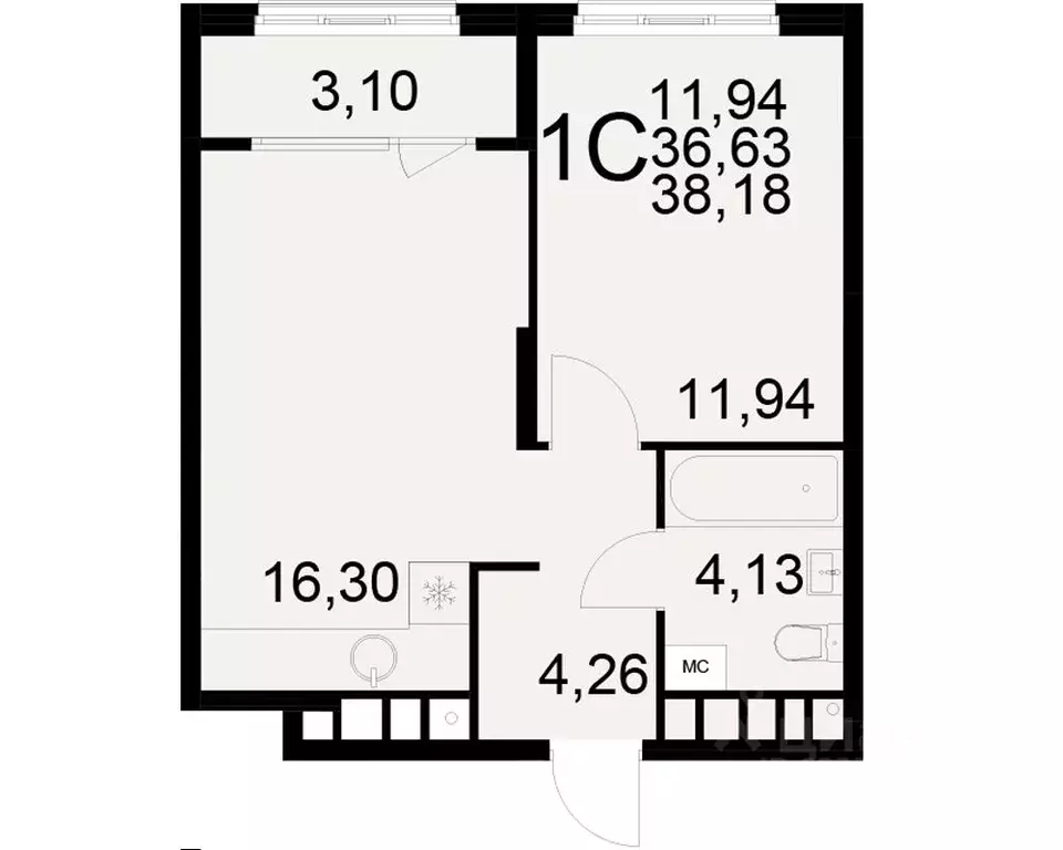 1-к кв. Рязанская область, Рязань ул. Бирюзова (36.63 м) - Фото 0