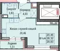 Квартира-студия, 29,8 м, 8/18 эт. - Фото 0