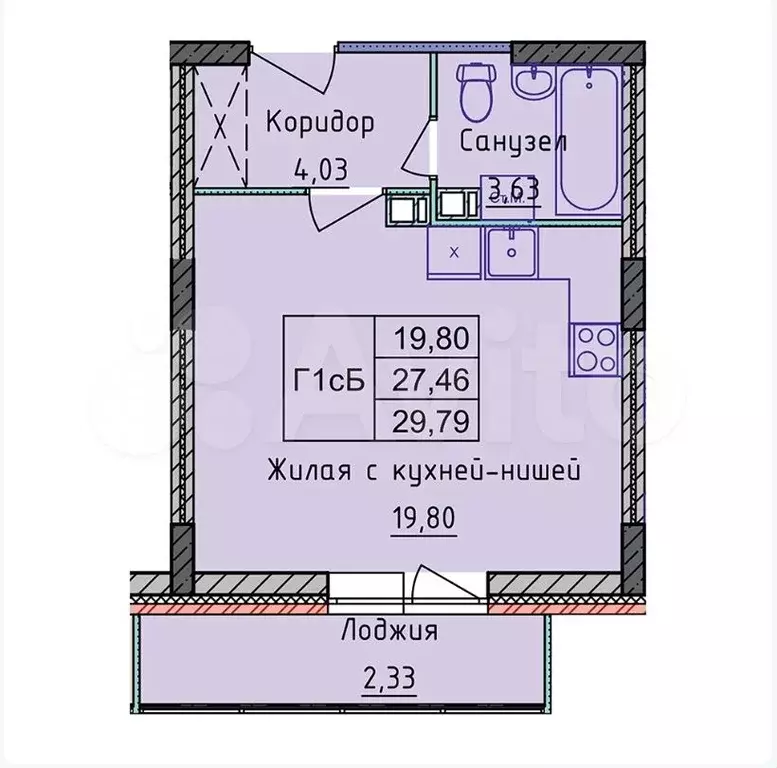 Квартира-студия, 30 м, 7/8 эт. - Фото 0