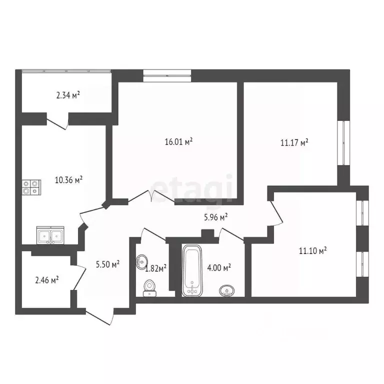 3-к кв. Калужская область, Калуга ул. Фомушина, 33 (69.4 м) - Фото 2