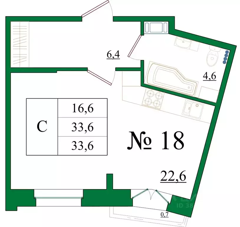 Студия Ленинградская область, Гатчина Красносельское ш., 4А (35.2 м) - Фото 0