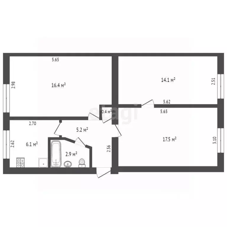 3-к кв. Ростовская область, Ростов-на-Дону просп. Шолохова, 191 (62.6 ... - Фото 2