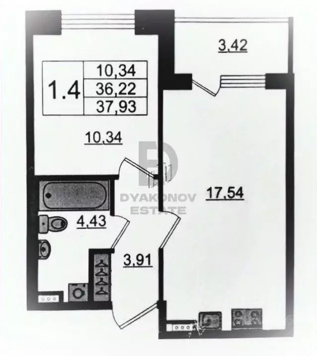 1-к кв. Санкт-Петербург дор. Торфяная, 15к3 (35.6 м) - Фото 1