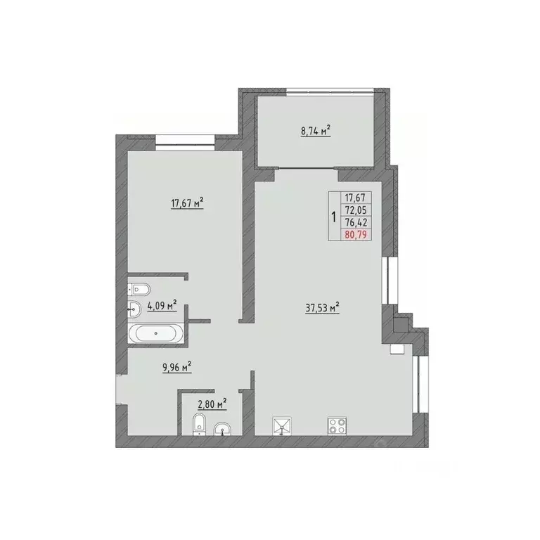 1-к кв. Ивановская область, Иваново Кооперативная ул., 3 (80.79 м) - Фото 1