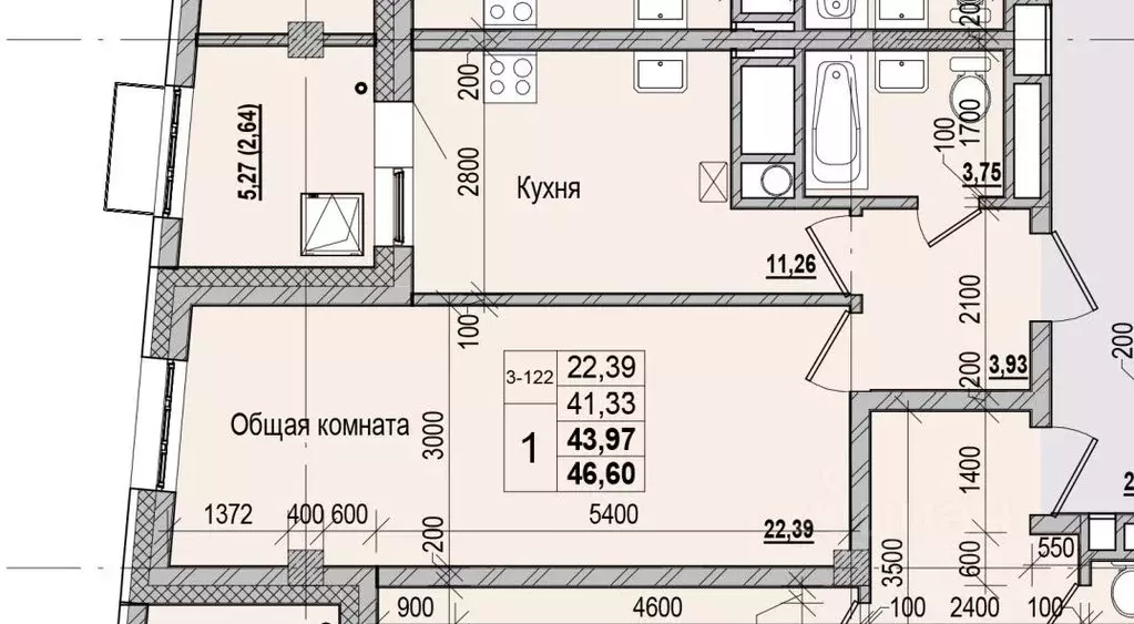 1-к кв. Саха (Якутия), Якутск ул. Чкалова, 47 (43.97 м) - Фото 1