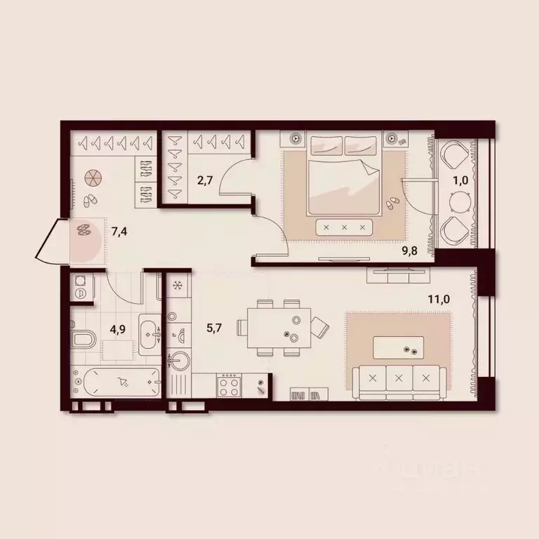 1-к кв. Приморский край, Артем ул. Куйбышева, 11А (42.52 м) - Фото 1