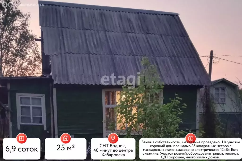 Дом в Хабаровский район, СНТ Водник (25 м) - Фото 0