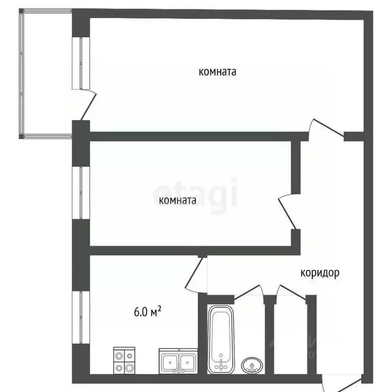 2-к кв. Московская область, Клин ул. Чайковского, 66к1 (47.2 м) - Фото 2